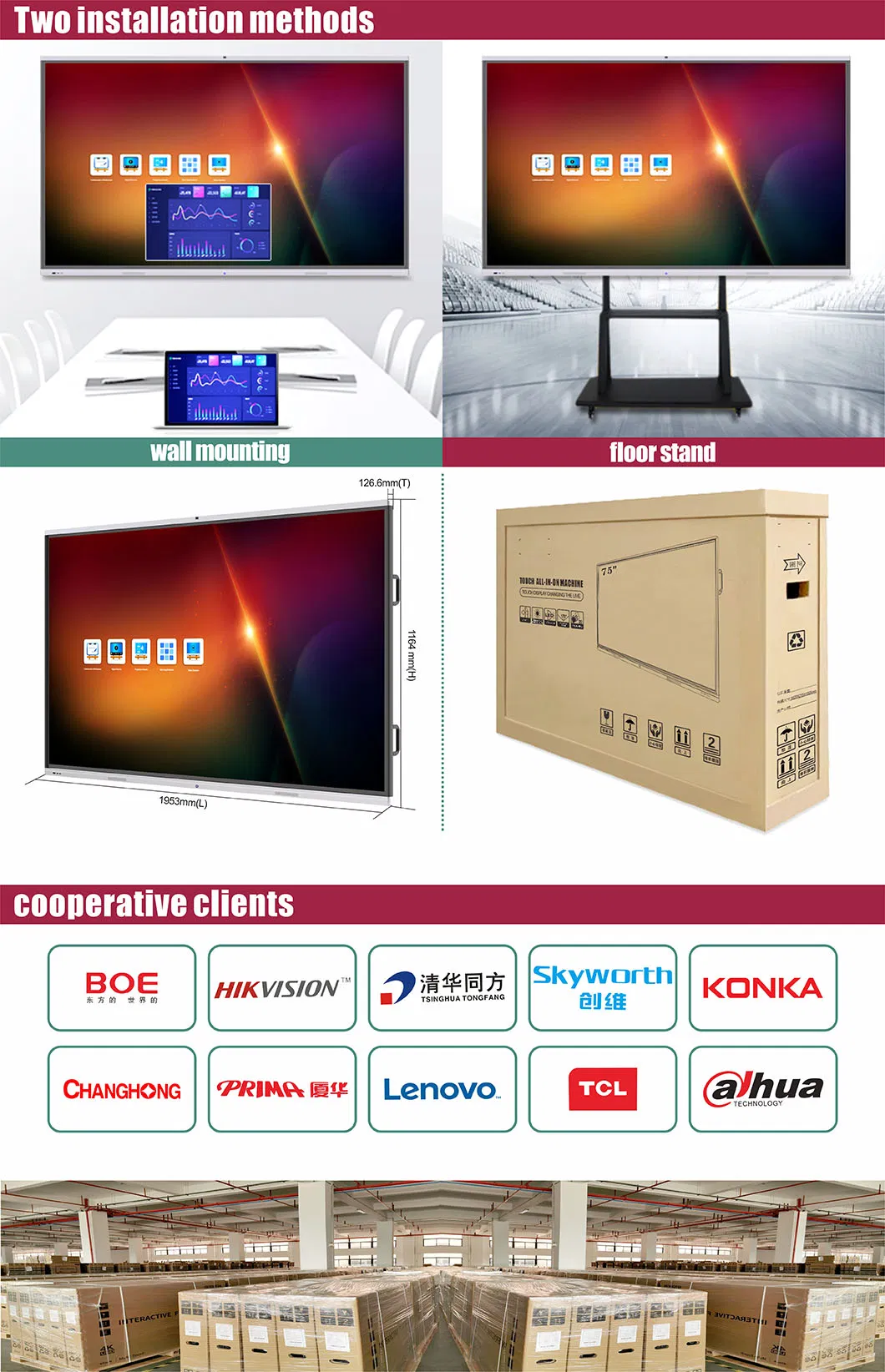 T6 Series 86 Inch 20 Points Touch Display Smartboard Interactive Whiteboard for Classroom&Office Replace The Projector